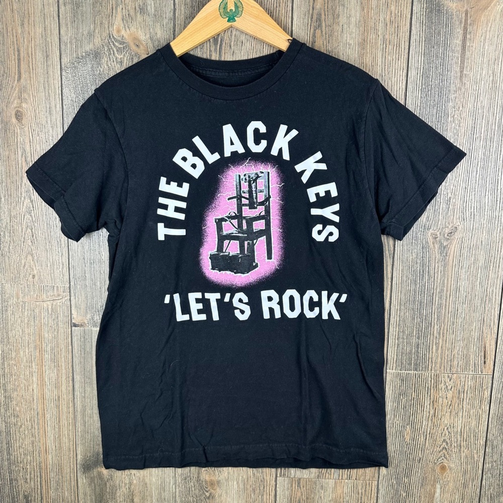The Black Keys Lets Rock Concert T-Shirt Medium Black Electric Chair Graphic